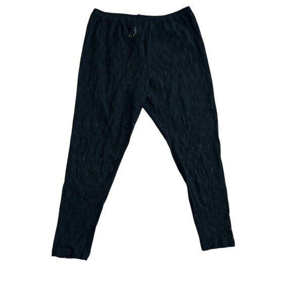 Vintage Black Floral Lace Pants Sz 2X Elastic Waist 90s Grunge Festival Punk Y2K - Picture 5 of 5
